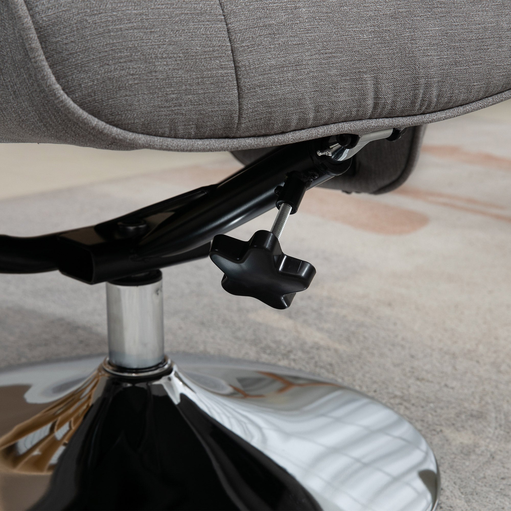 Kozy - Swivel Recliner Chair with Footstool, Velvet Recliner Armchair with Ottoman, Steel Base, Upholstered Reclining Chair for Living Room, Bedroom, Office, Grey