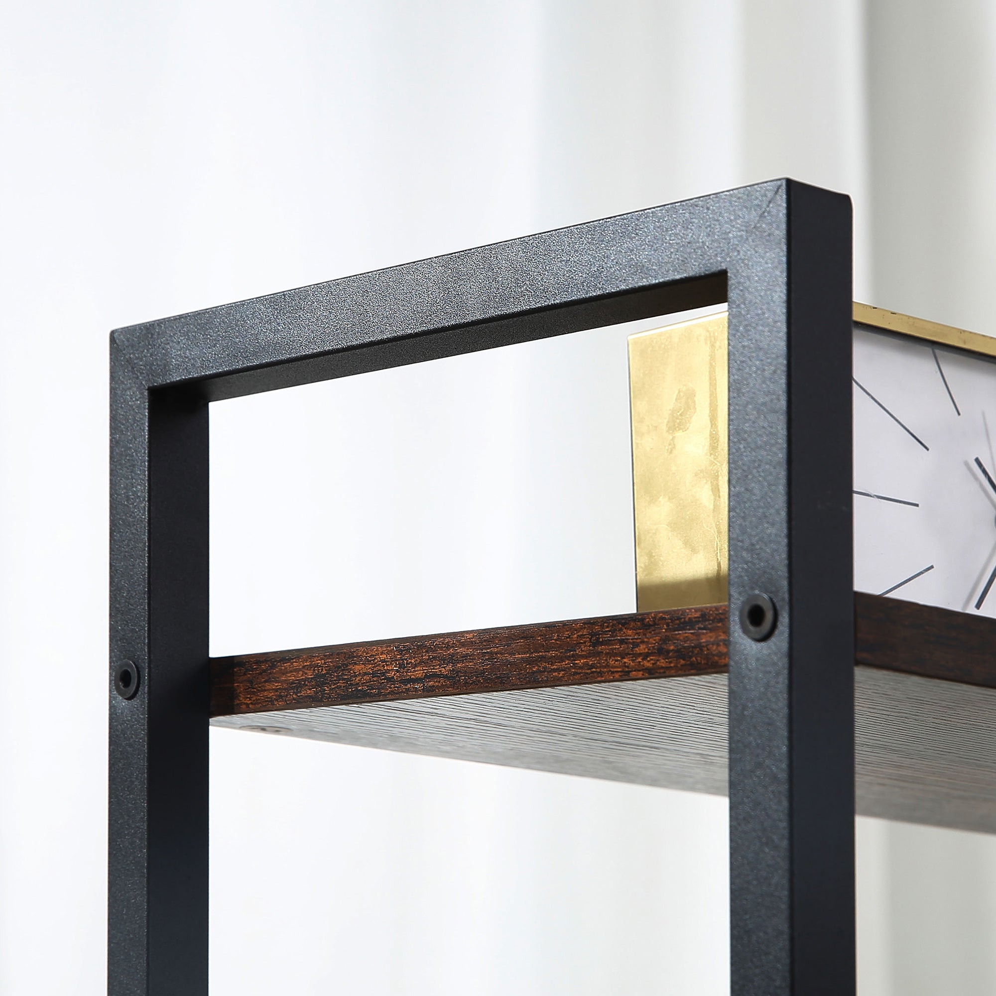 Kozy Office Desk with Storage Shelves, 120 CM Computer Desk, Industrial Study Table with Metal Frame for Home Office Small Space, Rustic Brown