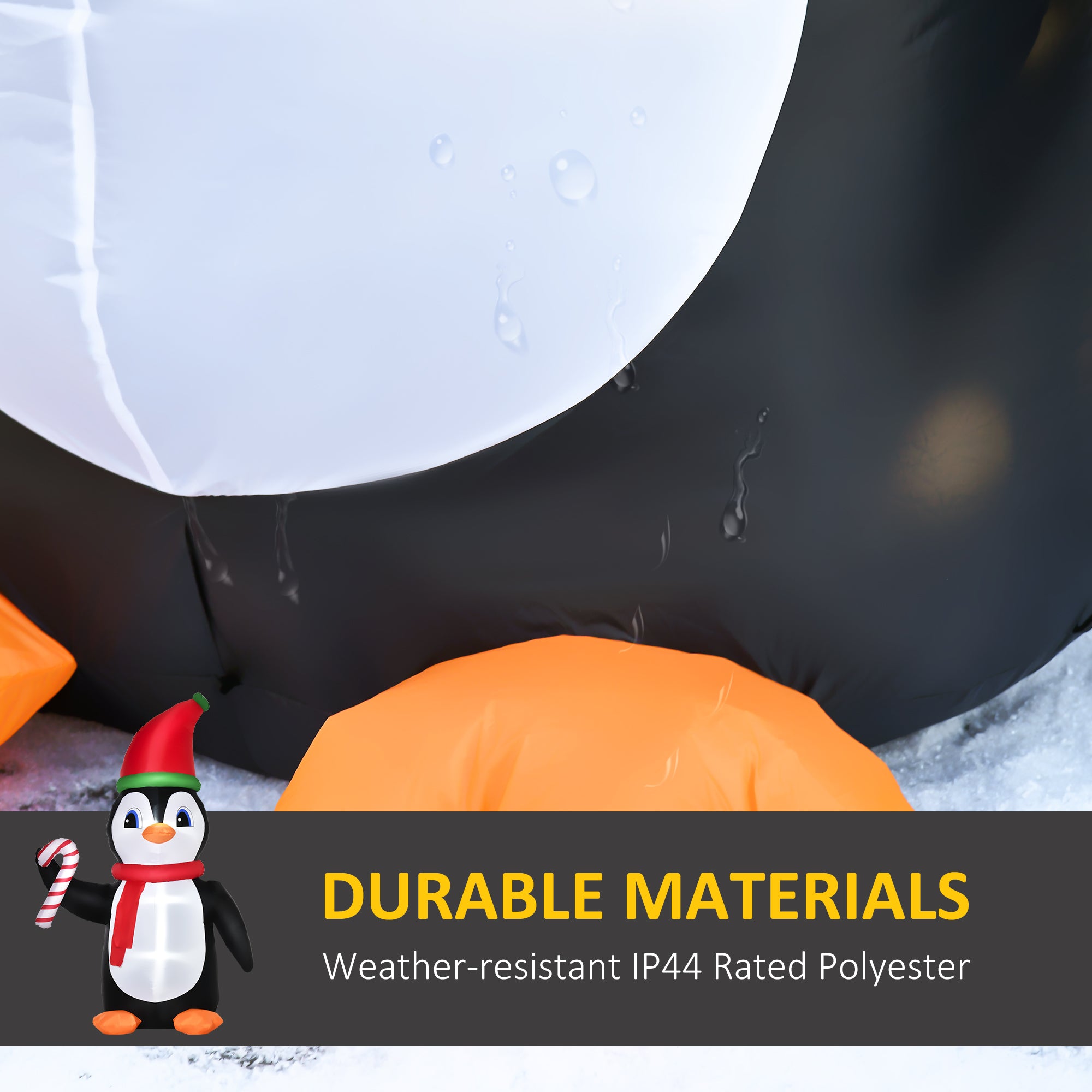 Kozy 8ft Inflatable Christmas Penguin Holding Candy Cane Blow Up Outdoor Decoration with LED Lights for Holiday