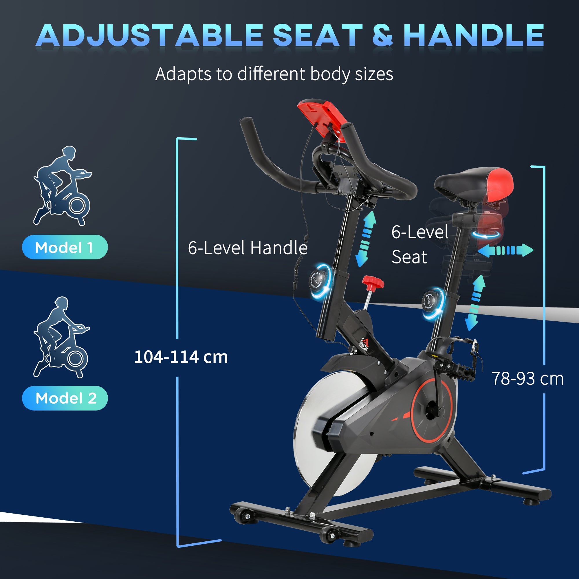 Kozy Indoor Upright Exercise Bike Machine, with Adjustable Seat, Resistance, Handlebar, LCD Display