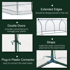 Outsunny Transparent Tunnel Greenhouse, Garden Outdoor Grow House with Steel Frame & PVC Cover, 250 x 100 x 80cm