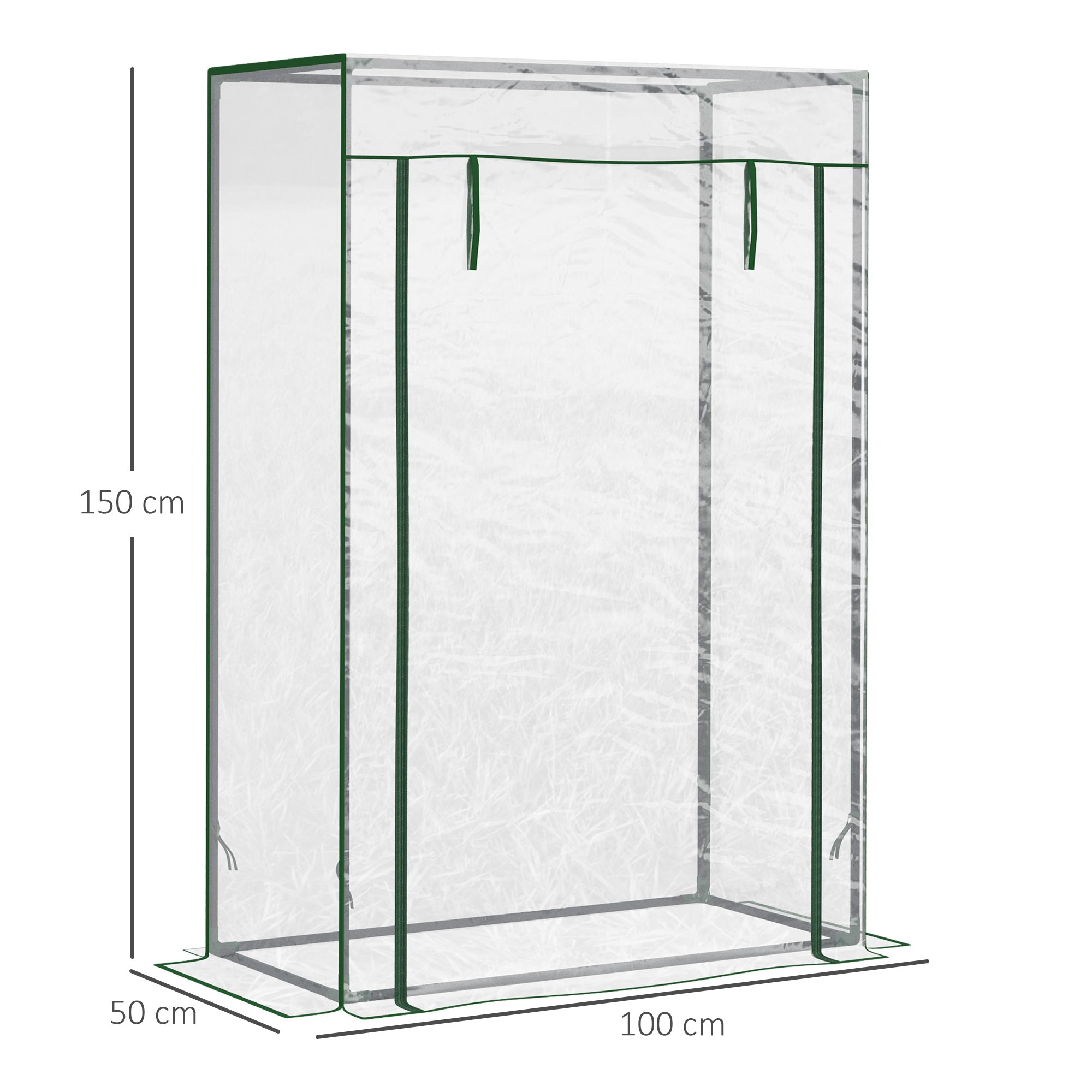 Kozy Tomato Greenhouse with Roll-up Door, Mini Greenhouse with PVC Cover, Outdoor Grow House Small Green House for Yard, Balcony, Garden, 100 x 50 x 150cm, Transparent