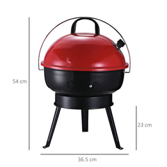 Outsunny Charcoal BBQ Charcoal Grill Metal Portable Tripod Grill Black Red