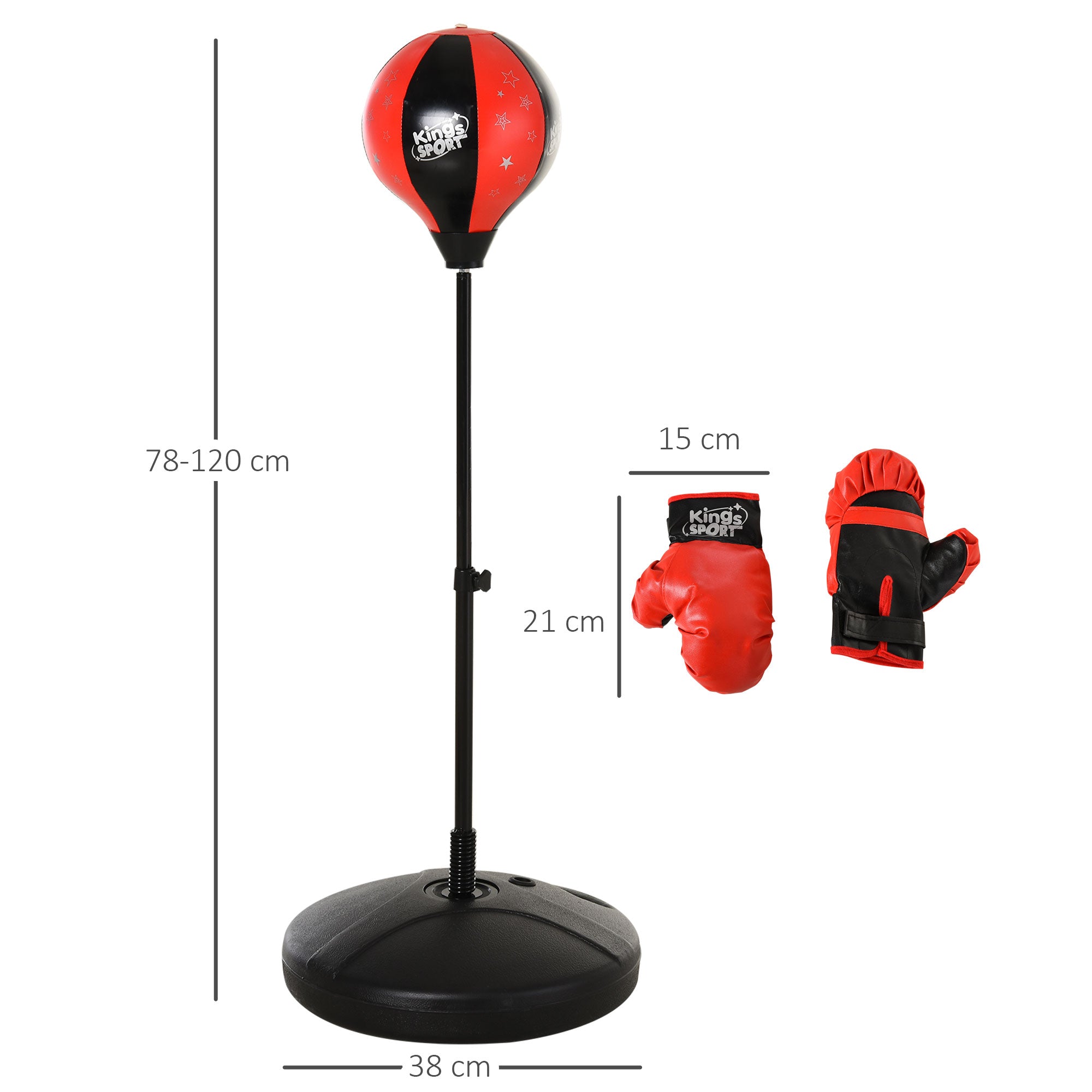 HOMCOM Adjustable Boxing Punch Ball Set with 360° Degree Rebound Spring, Fighting Game for Teenagers, 38x78