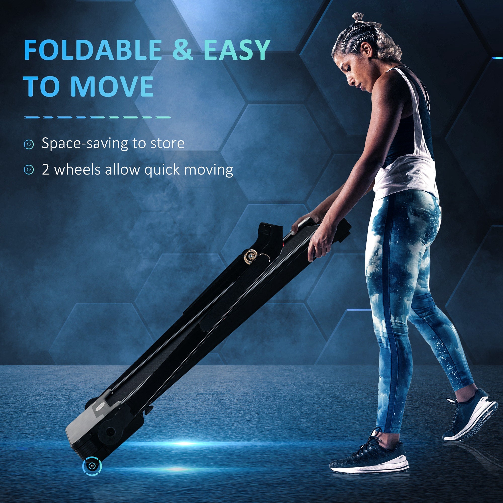 HOMCOM 600W Foldable Steel Motorised Treadmill Black | Aosom UK