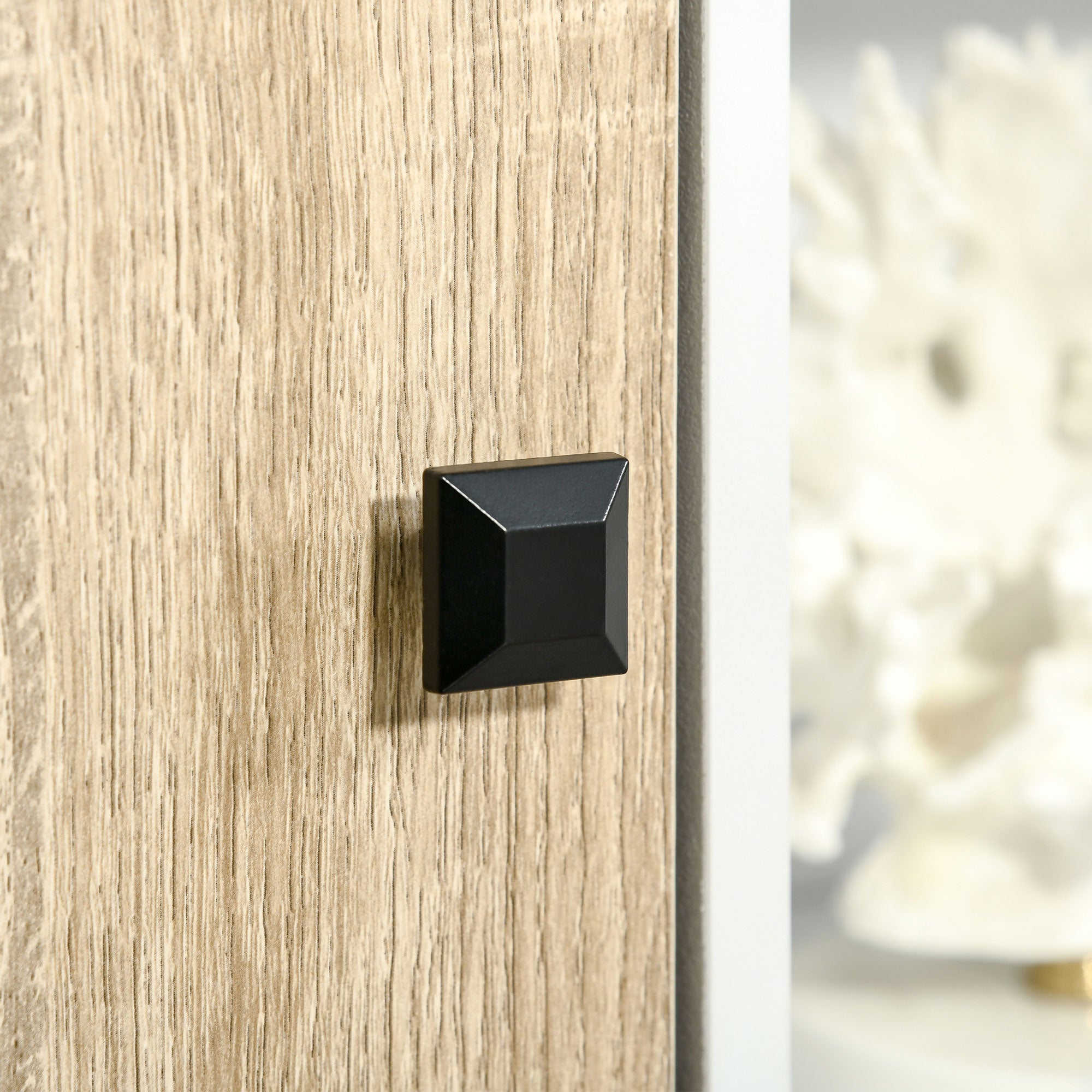 Kozy Storage Cabinet, Bookcase, Display Shelf with 6 Storage Cubes & Doors for Dining Room, Living Room, Natural