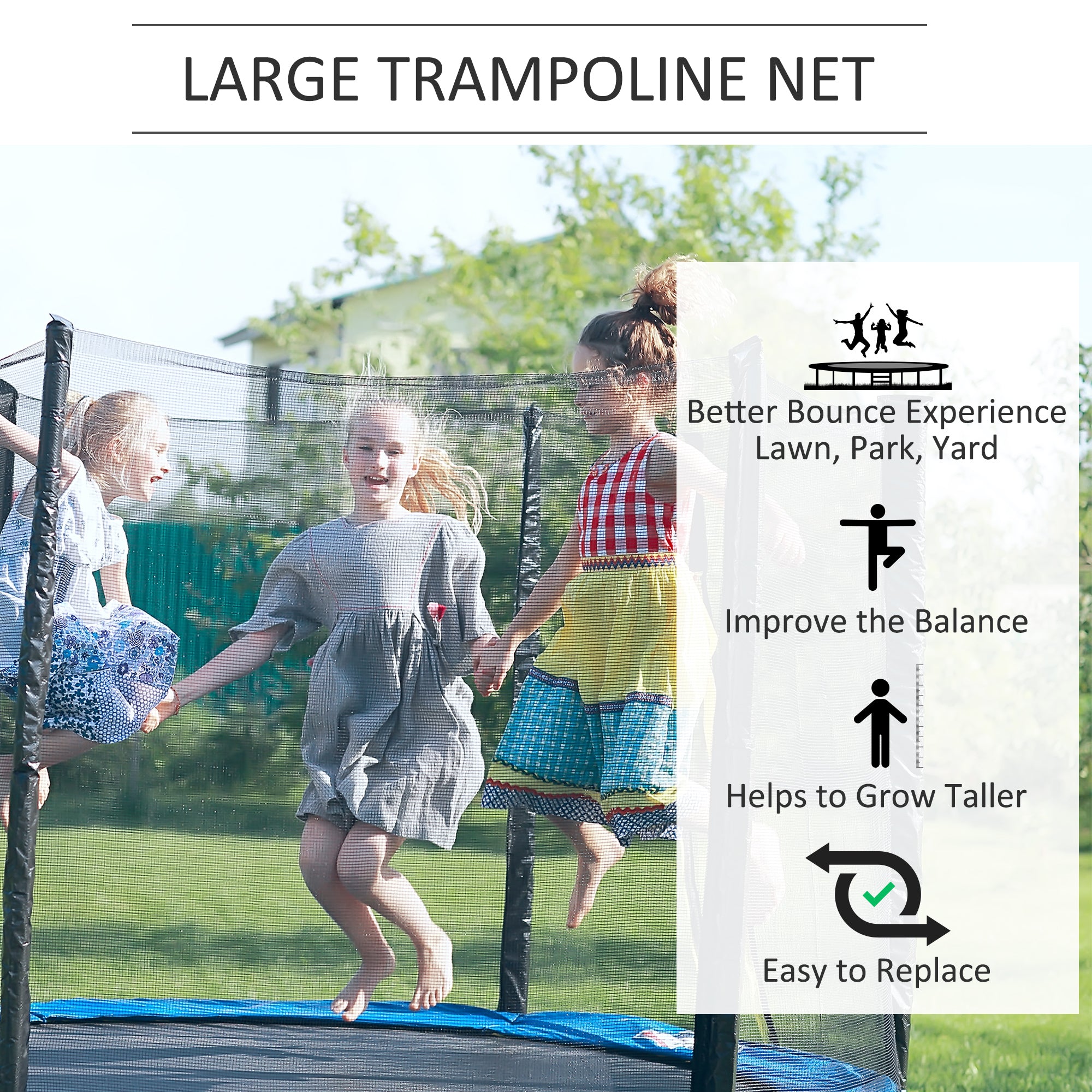 HOMCOM 13ft Trampoline Enclosure Net, Safety Barrier, Durable Mesh, Outdoor Activity, Easy Assembly