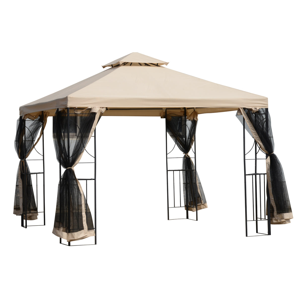 Outsunny 3x3m Garden Gazebo Tent W/Netting, 2