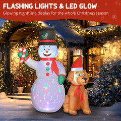 Kozy 6FT Christmas Inflatables Snowman & Dog with Built-in LED Lights and Flashing Light, Blow Up Christmas Inflatable Decoration for Indoor Outdoor Decor, Garden