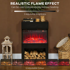 Kozy - Electric Fireplace with 3D Flame Effect, 6 Colours & 3 Brightness Levels, 1000W/2000W Black Electric Fire and Mantel Reach up to 30㎡ Space with Remote & Timer, 3 Sided View for Living Room