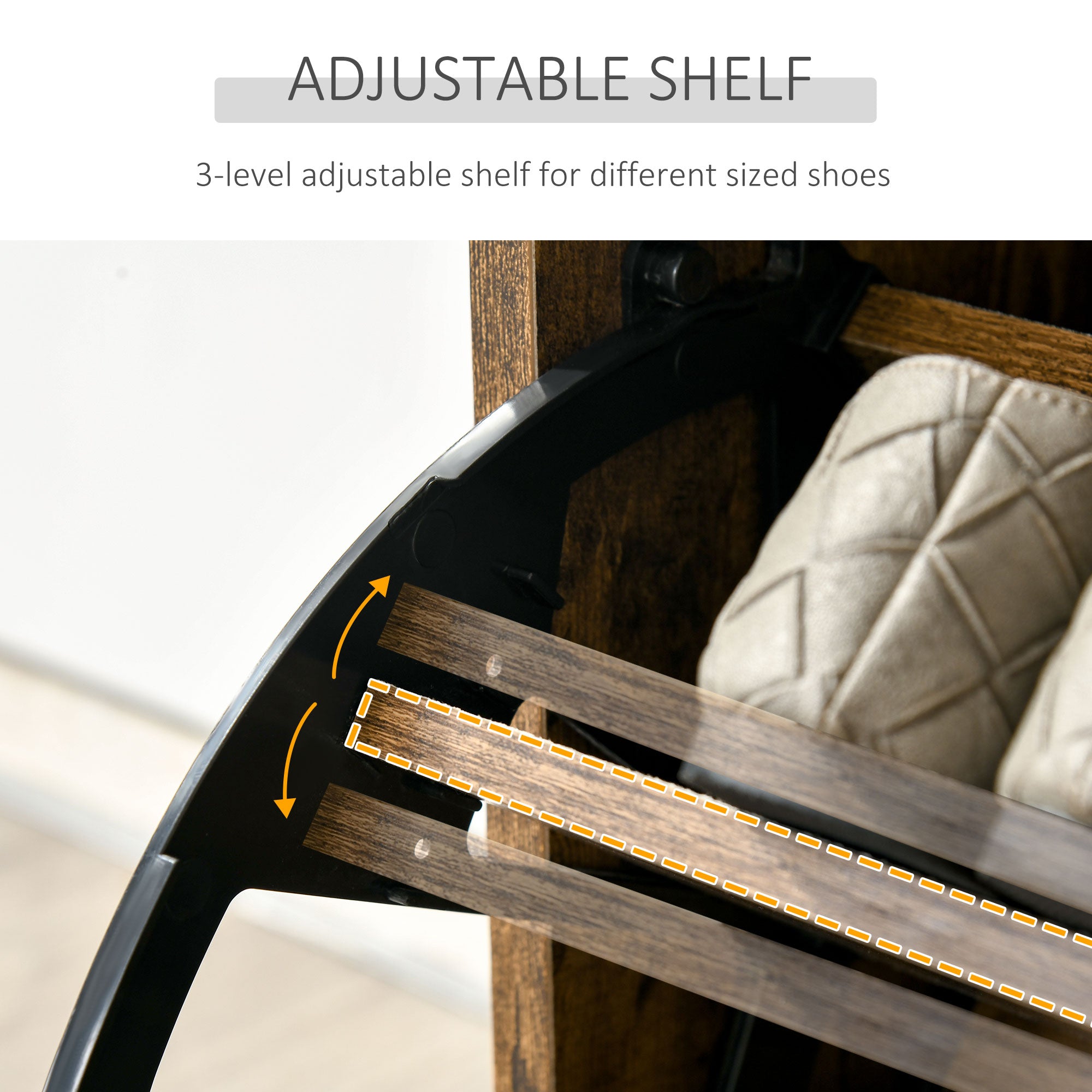 Kozy Industrial Shoe Cabinet with 3 Flip Drawers, Narrow Shoe Storage Cabinet for 18 Pairs, Freestanding Slim Shoe Storage Organiser for Entryway, Hallway, Rustic Brown