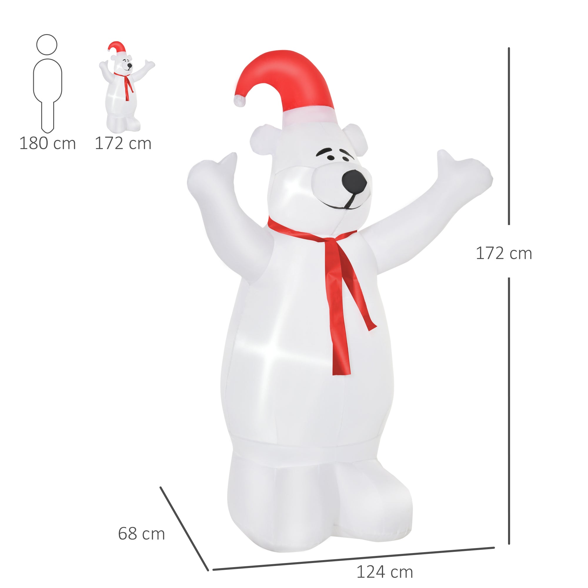 Kozy - 6ft Tall Outdoor Inflatable Bear Airblown Projection Holiday Christmas Lawn Décor
