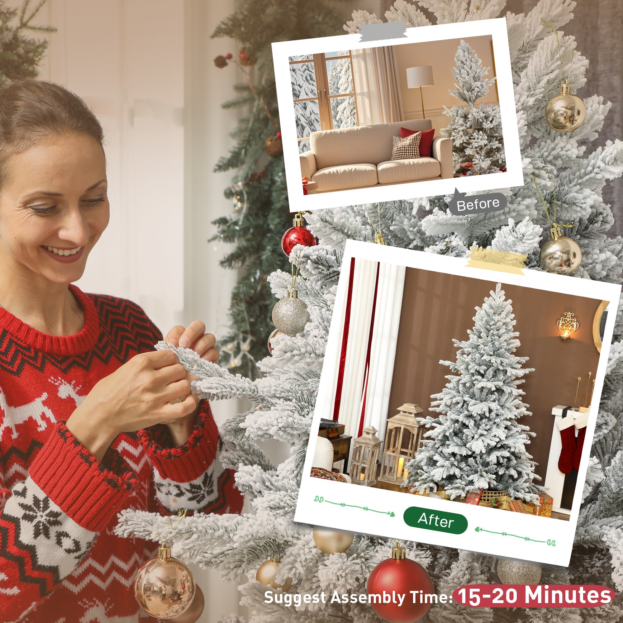 Kozy - 6ft Snow Flocked Artificial Christmas Tree