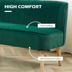 Kozy - Modern Velvet Double Seat Sofa w/ Wood Frame Foam Padding High Back Soft Comfortable Compact Couch Green