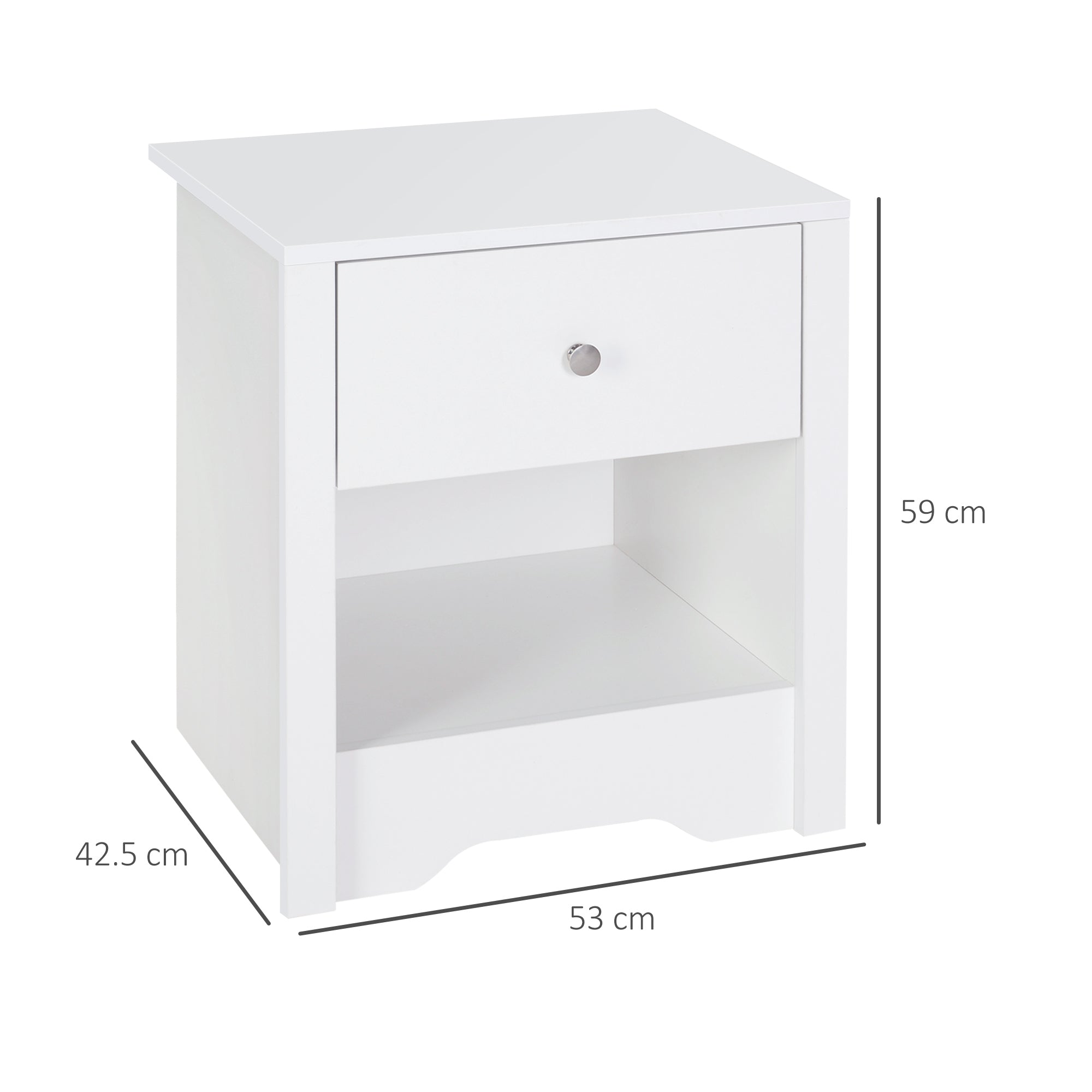 Kozy Modern Bedside Table, Nightstand with Drawer Shelf, End Table for Living room, Bedroom White