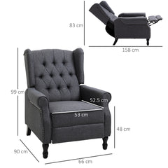 HOMCOM Recliner Sofa Armchair with Footrest Vintage Design Dark Grey