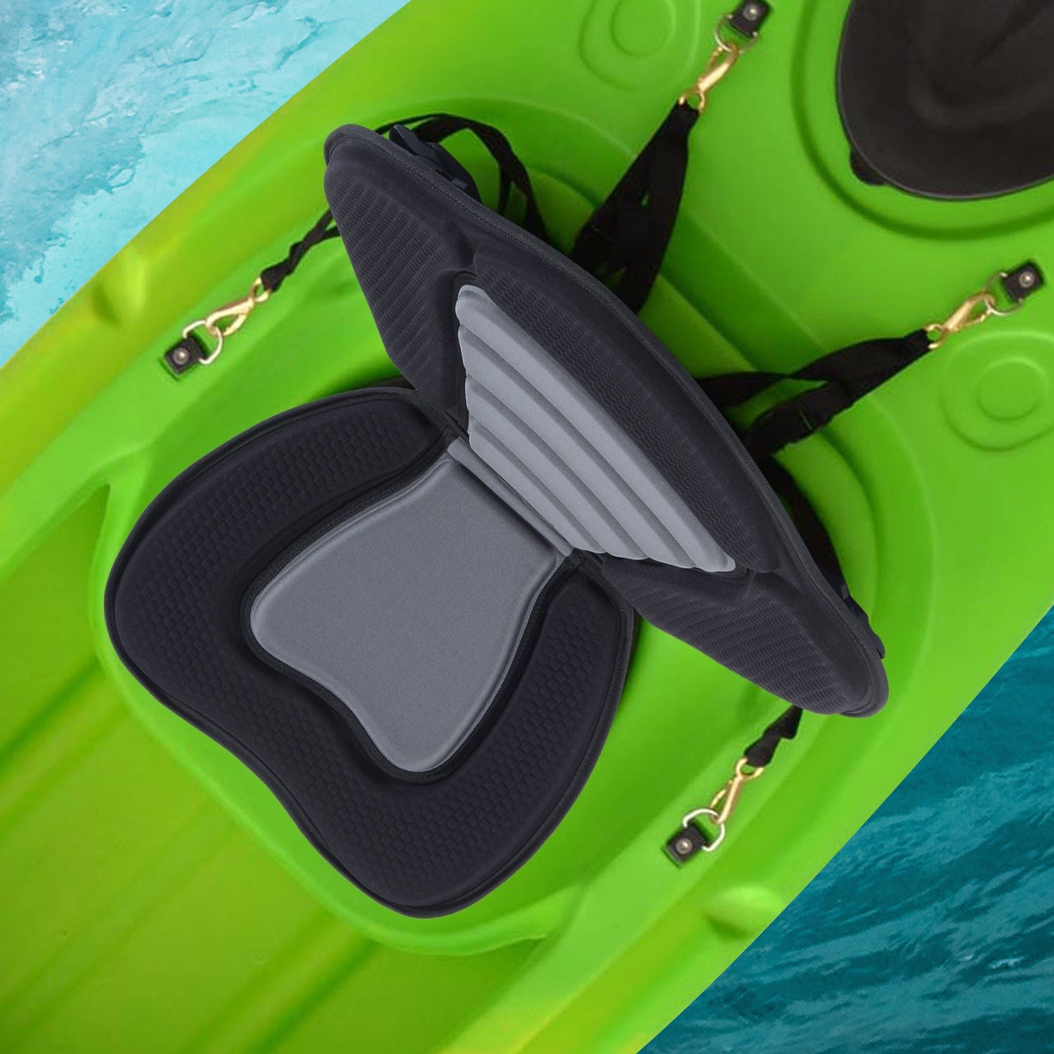 HOMCOM High Back Detachable Canoe/Kayak Seat, Comfortable Padding, Adjustable Straps, Black