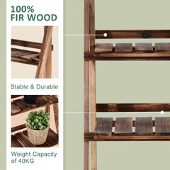 Outsunny Wooden 3 Tier Folding Flower Pot Stand, Garden Planter Display Ladder, Herb Rack, Natural | Aosom UK