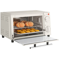 HOMCOM Mini Oven, 9L Countertop Electric Grill, Toaster Oven with Adjustable Temperature, Timer, Baking Tray and Wire Rack, 750W, Cream | Aosom UK