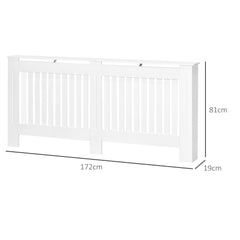 Kozy Slatted Radiator Cover Painted Cabinet MDF Lined Grill in White (172L x 19W x 81H cm)