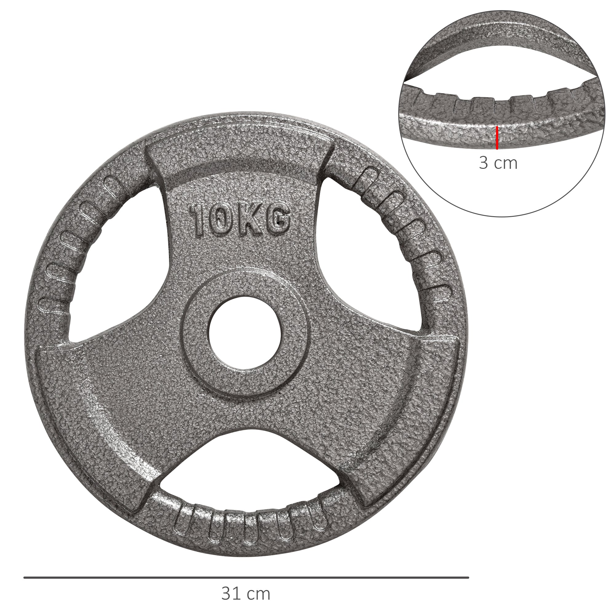 Kozy Set of 2 Cast Iron Weight Plates for 2"/5cm Hole Dumbbell Handle Bar, Barbell Weight 2 x 10kg