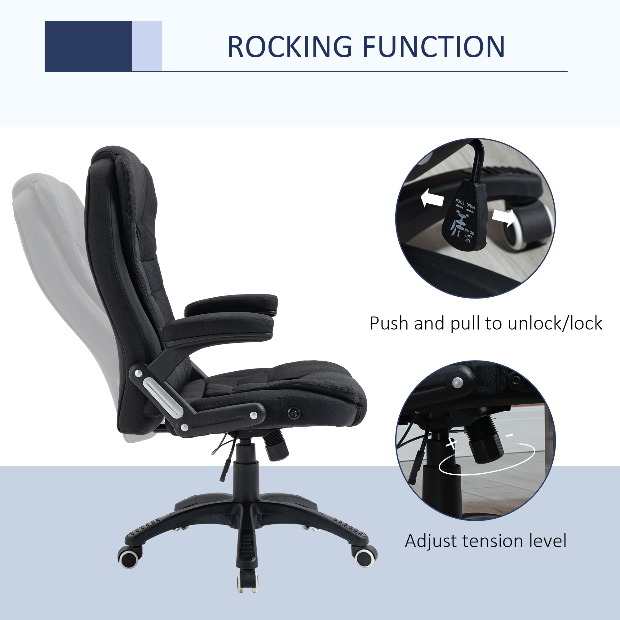 Kozy Ergonomic Office Chair Comfortable Desk Chair with Armrests Adjustable Height Reclining and Tilt Function Black
