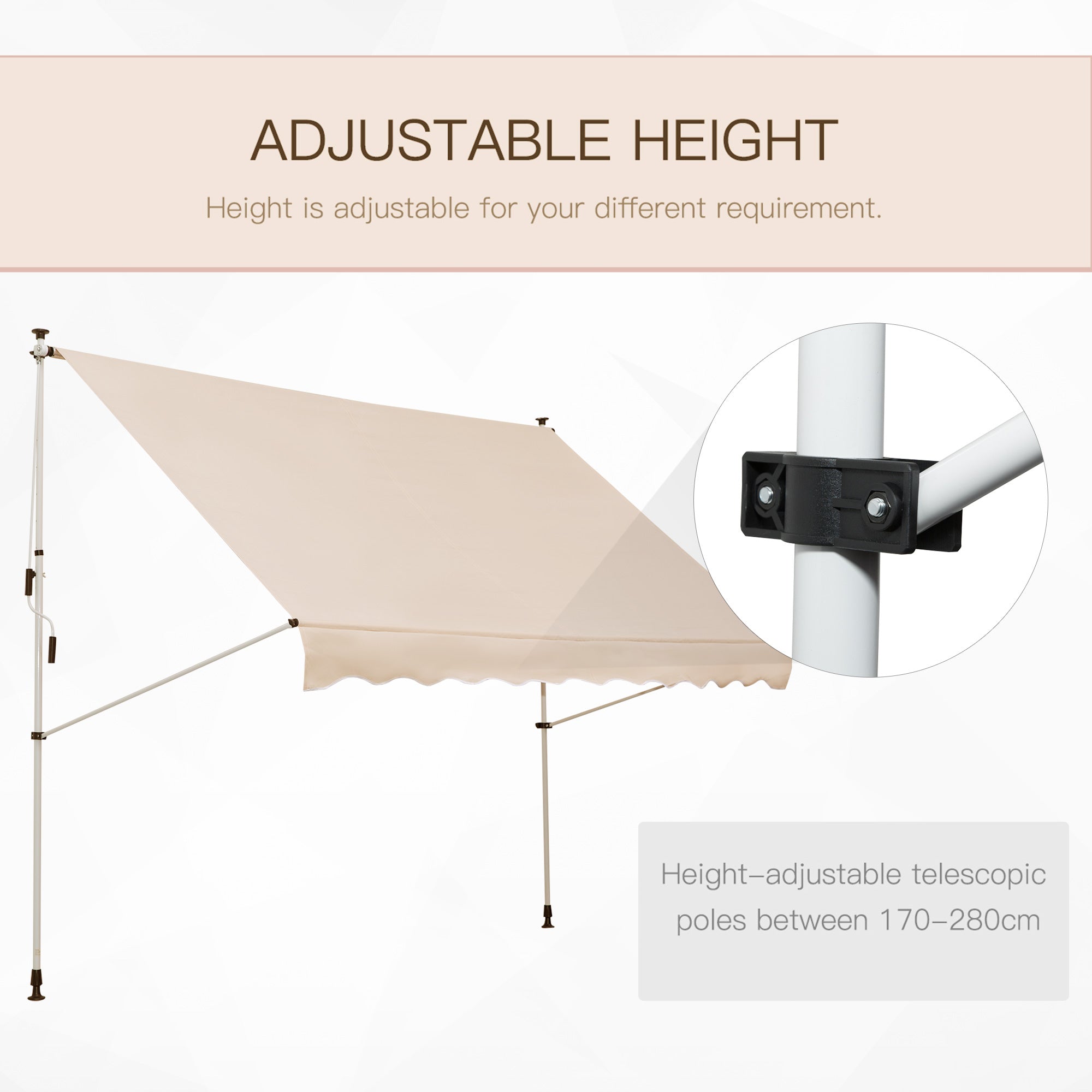 Kozy 3x1.5m  Adjustable Outdoor Aluminium Frame Awning Beige