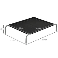 PawHut Cooling Elevated Pet Bed, Cot-Style for Large to Medium Dogs, Breathable Mesh Fabric with Non-slip Pads, 110 x 75 x 20 cm, Black | Aosom UK