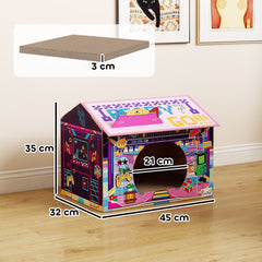 Kozy 2 in 1 Gaming Style Cardboard Cat House with Scratching Board & Catnip for Indoor Cats, Pink