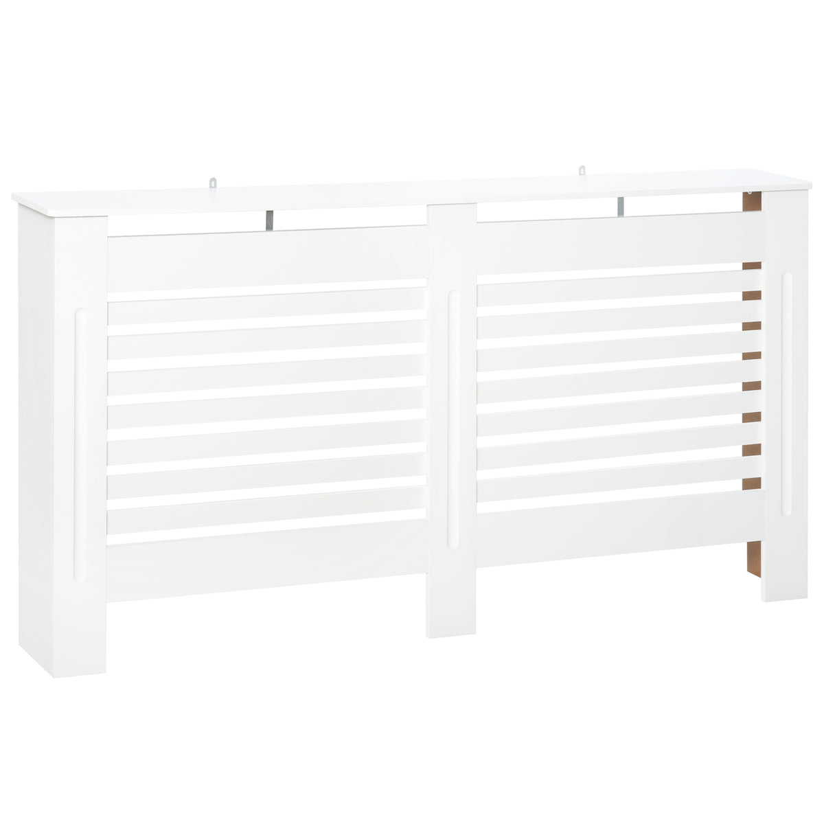 Kozy Radiator Cover, Modern MDF White Painted Cabinet with Horizontal Slats for Living Room, Bedroom, 172L x 19W x 81H cm