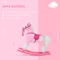 HOMCOM Childrens Plush Rocking Horse with Sound-Pink | Aosom UK