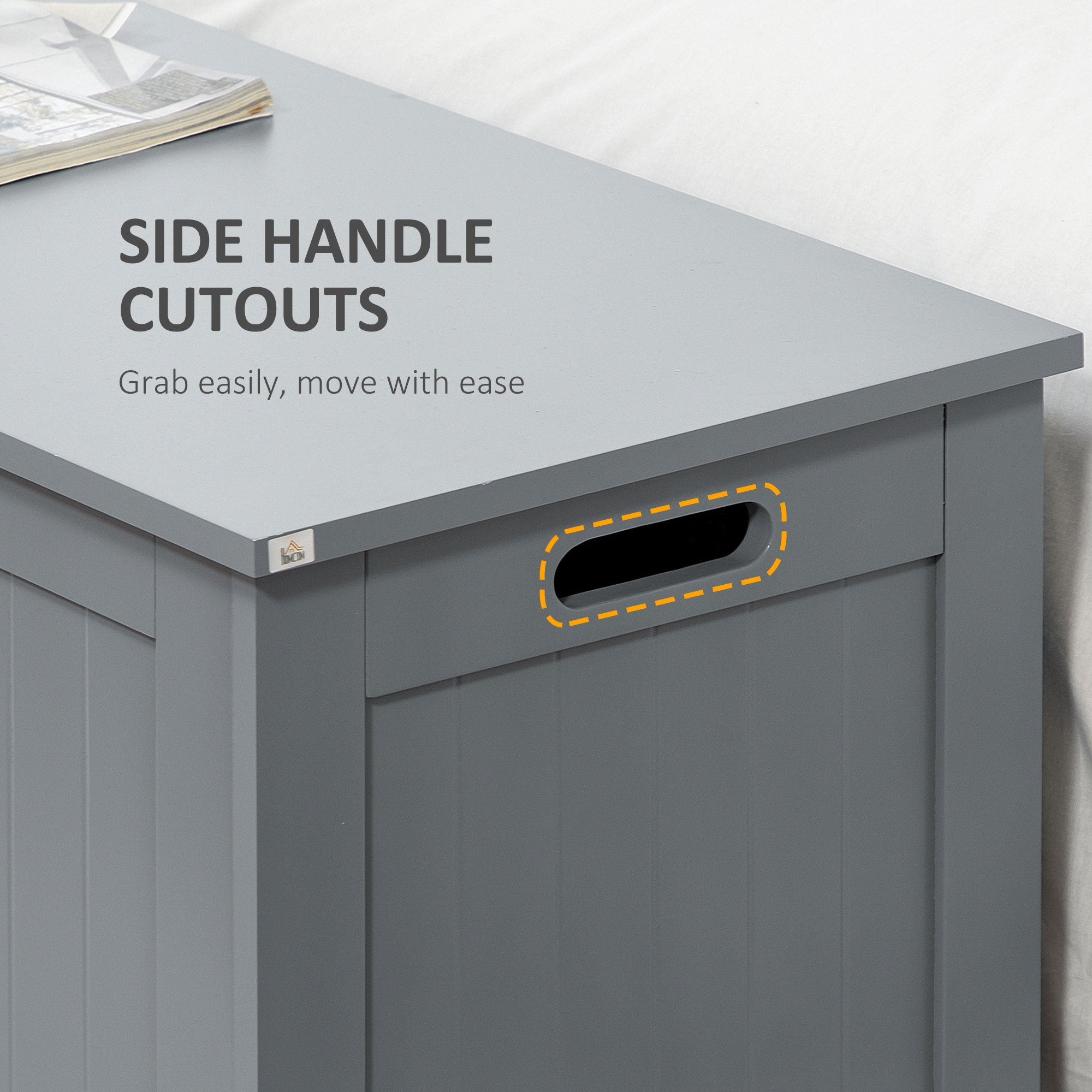 HOMCOM Large Storage Box Toy Chest Cabinet Container Unit Organizer with Lid & Safety Hinges, Grey | Aosom UK