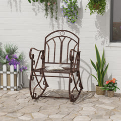 Kozy Metal Single Chair 1 Seater Garden Outdoor Rocking Chair Vintage Style Bronze