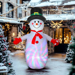 Kozy - 8FT Christmas Inflatable Outdoor Decoration with Dynamic Disco & LED Lights, Self-Inflating Christmas Blow Up Snowman for Garden, Indoor Outdoor Home Decor