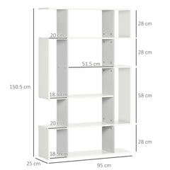 HOMCOM Modern Bookshelf, 5-Tier Bookcase with 13 Open Shelves, Freestanding Decorative Storage for Home Office, Study - White | Aosom UK