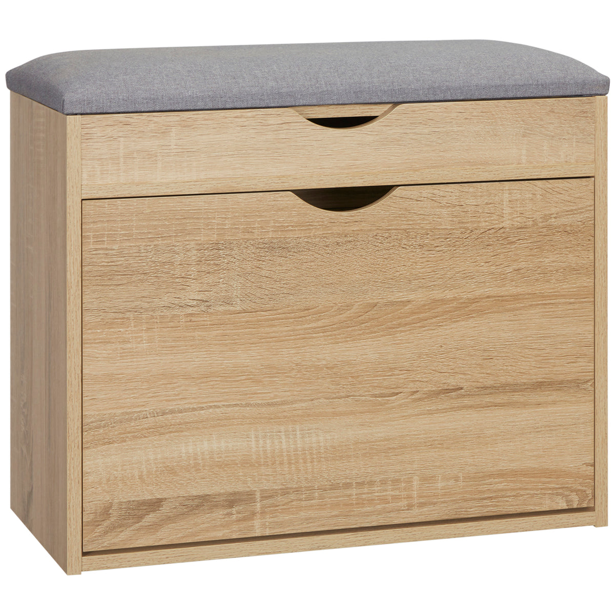 Kozy Shoe Bench with Cushion for 4 Pair of Shoes, Storage Bench with Padded Seat, Flip-up Cabinet and Hidden Space for Entryway, Natural