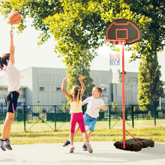 HOMCOM Adjustable Basketball Hoop Stand, Sturdy Steel Frame, Suitable for Indoor and Outdoor Play, Black and Red, Fun for All Ages