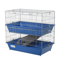 PawHut Metal 2-Tier Small Guinea Pigs Hutches Blue