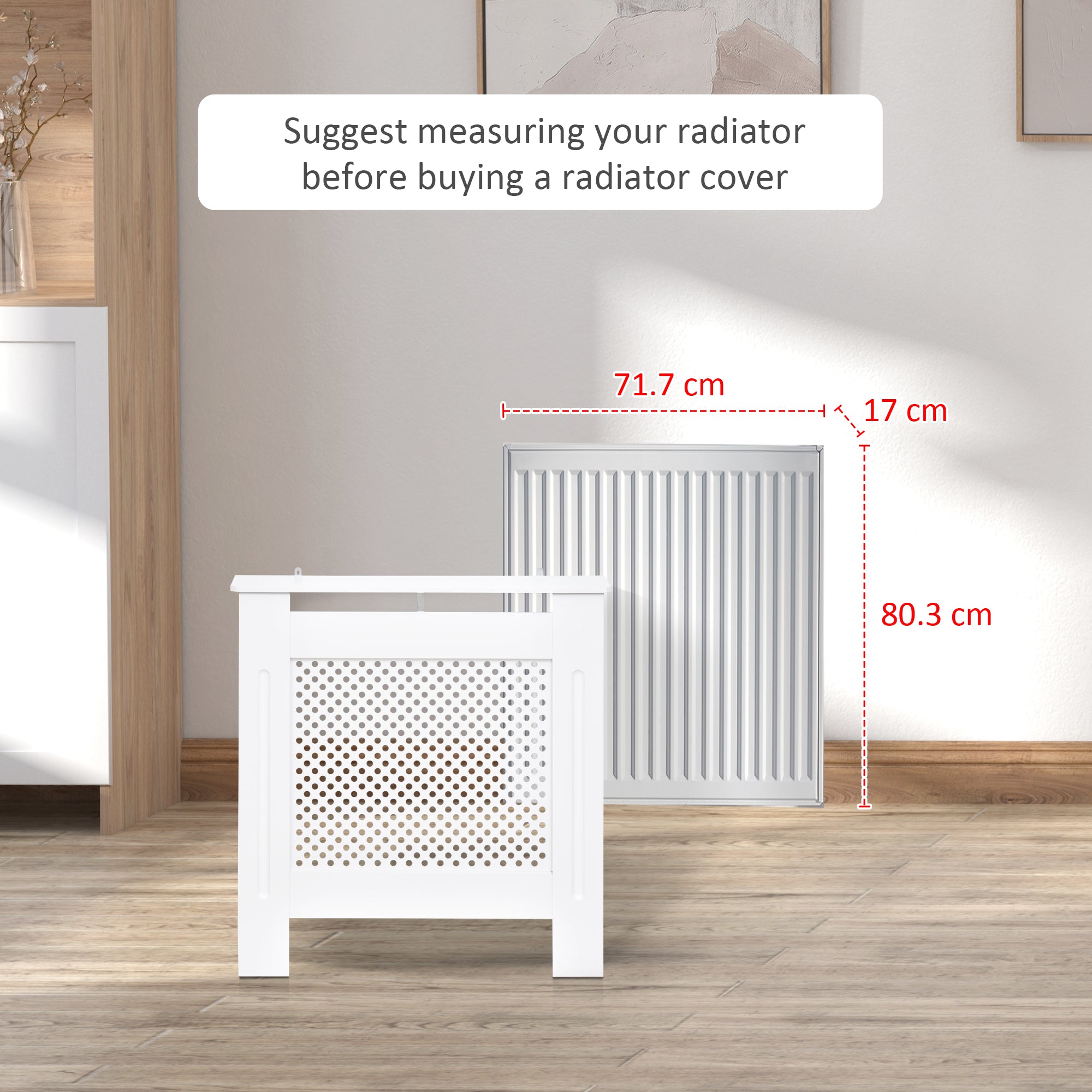 Kozy Wooden Radiator Cover Heating Cabinet Modern Home Furniture Grill Style  White Painted (Small)