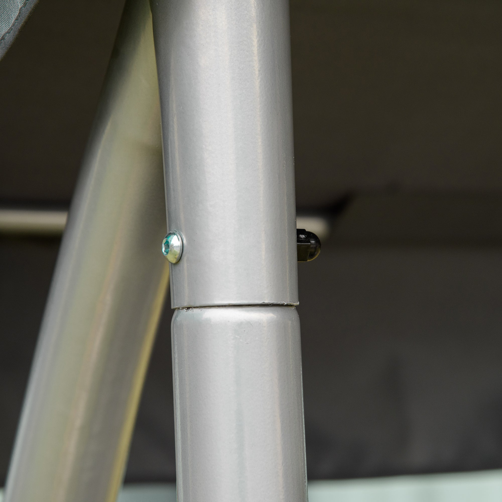 Kozy Three Person Steel Outdoor Porch Swing Chair Bench w/ Canopy Cover Grey