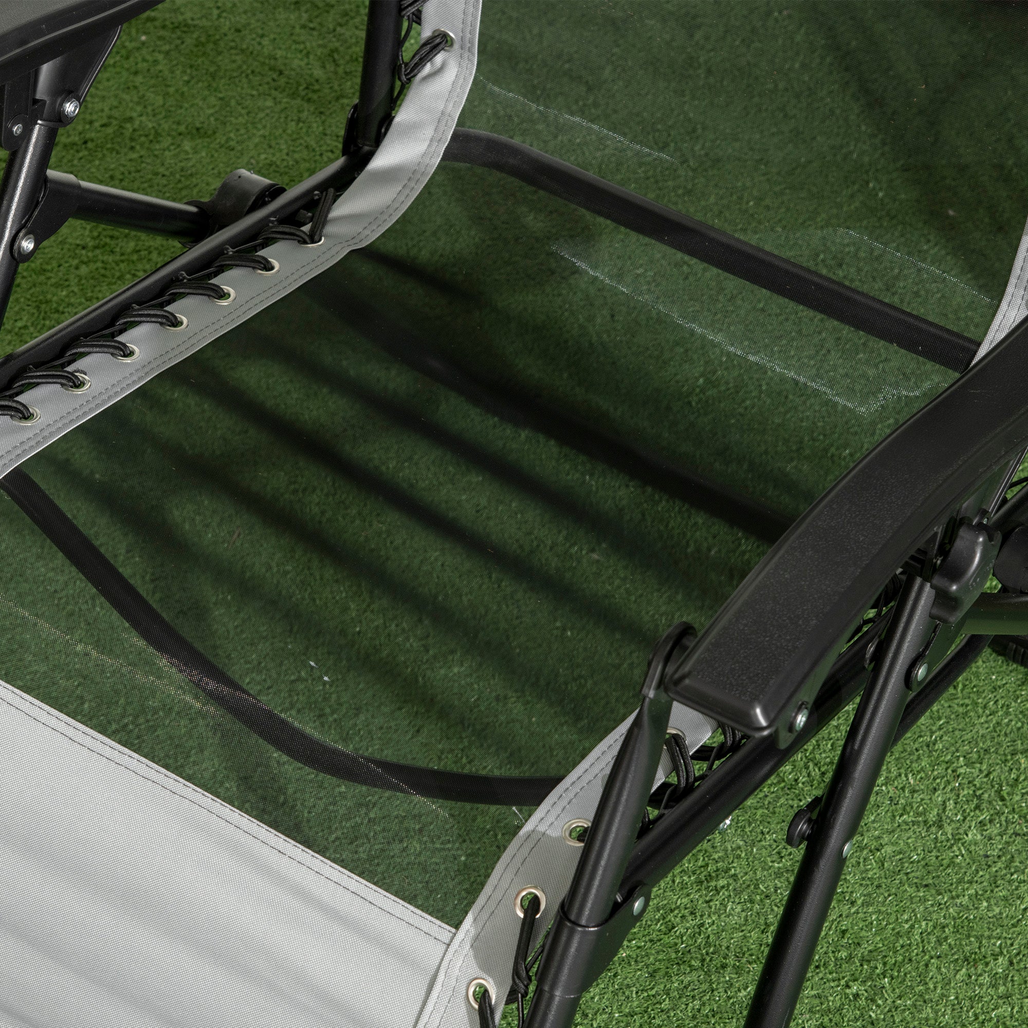 Kozy Garden Recliner Chairs Set of 2, Outdoor Foldable Zero Gravity Chairs Set w/ Footstool and Detachable Headrest, Grey