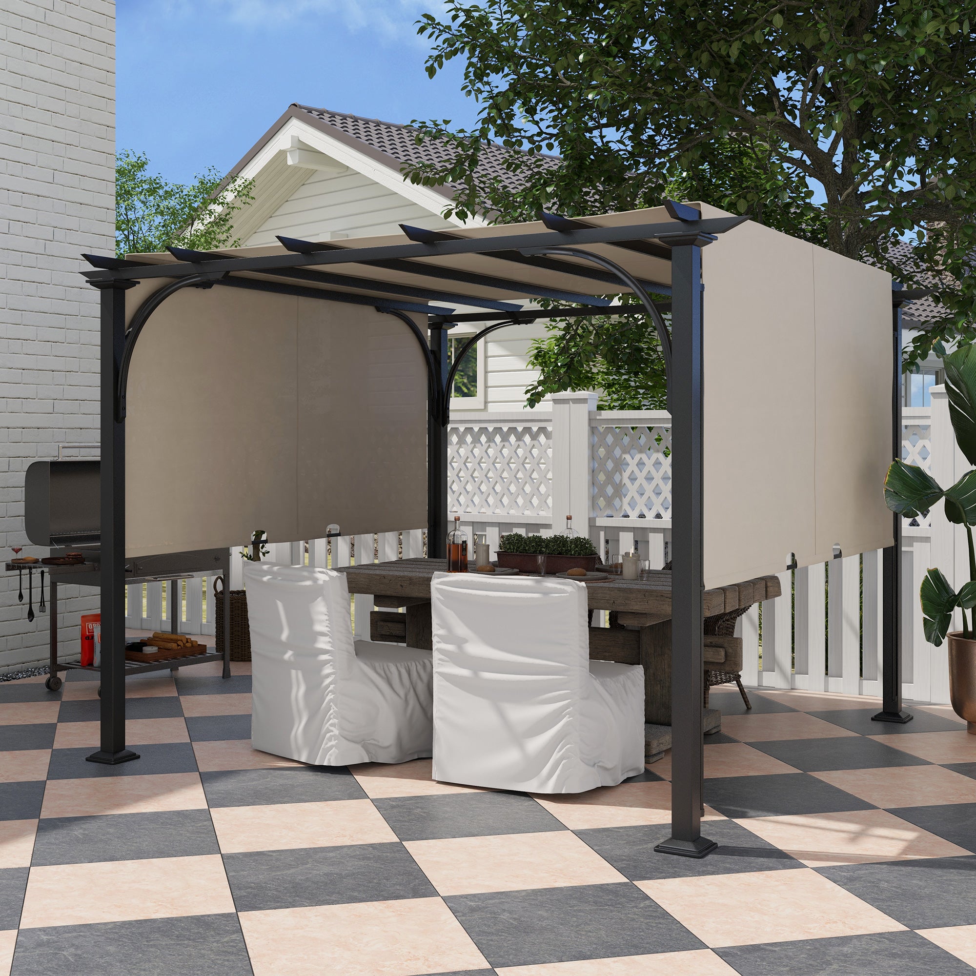 Kozy 3 x 3(m) Outdoor Pergola, Garden Pergola Gazebo with Adjustable Canopy, Grey