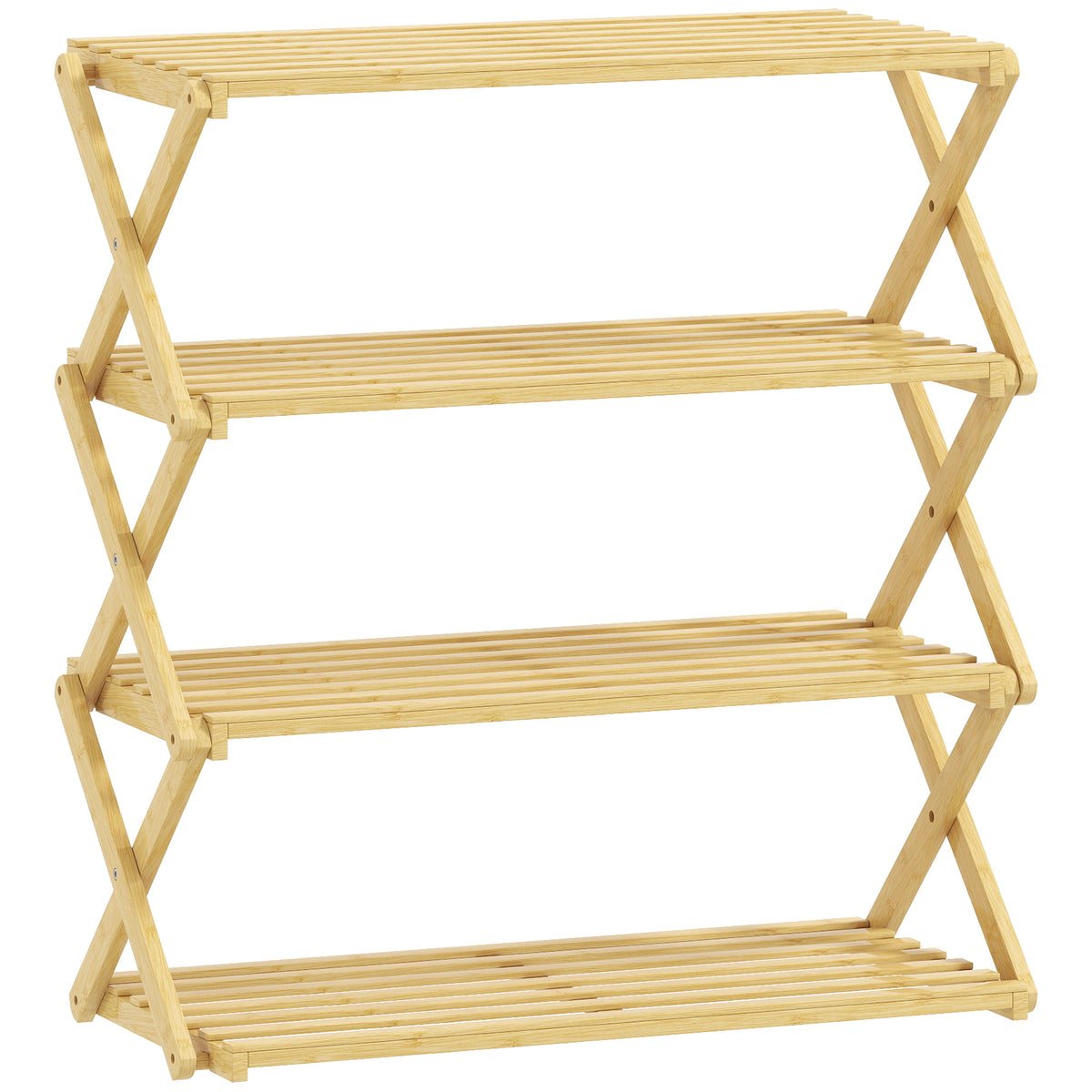 Kozy 4-Tier Bamboo Shoe Rack, No Assembly - Natural