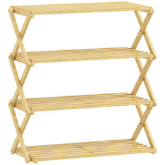 Kozy 4-Tier Bamboo Shoe Rack, No Assembly - Natural