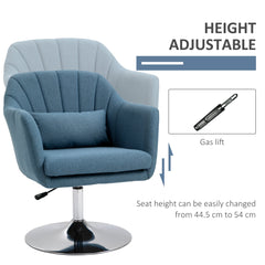 HOMCOM Swivel Accent Chair Contemporary Vanity Armchair with Adjustable Height Thick Cushion Lumbar Support Armrest for Bedroom Office | Aosom UK