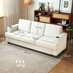 Kozy - 3 Seater Sofa with USB Ports & Cup Holders - Cream White