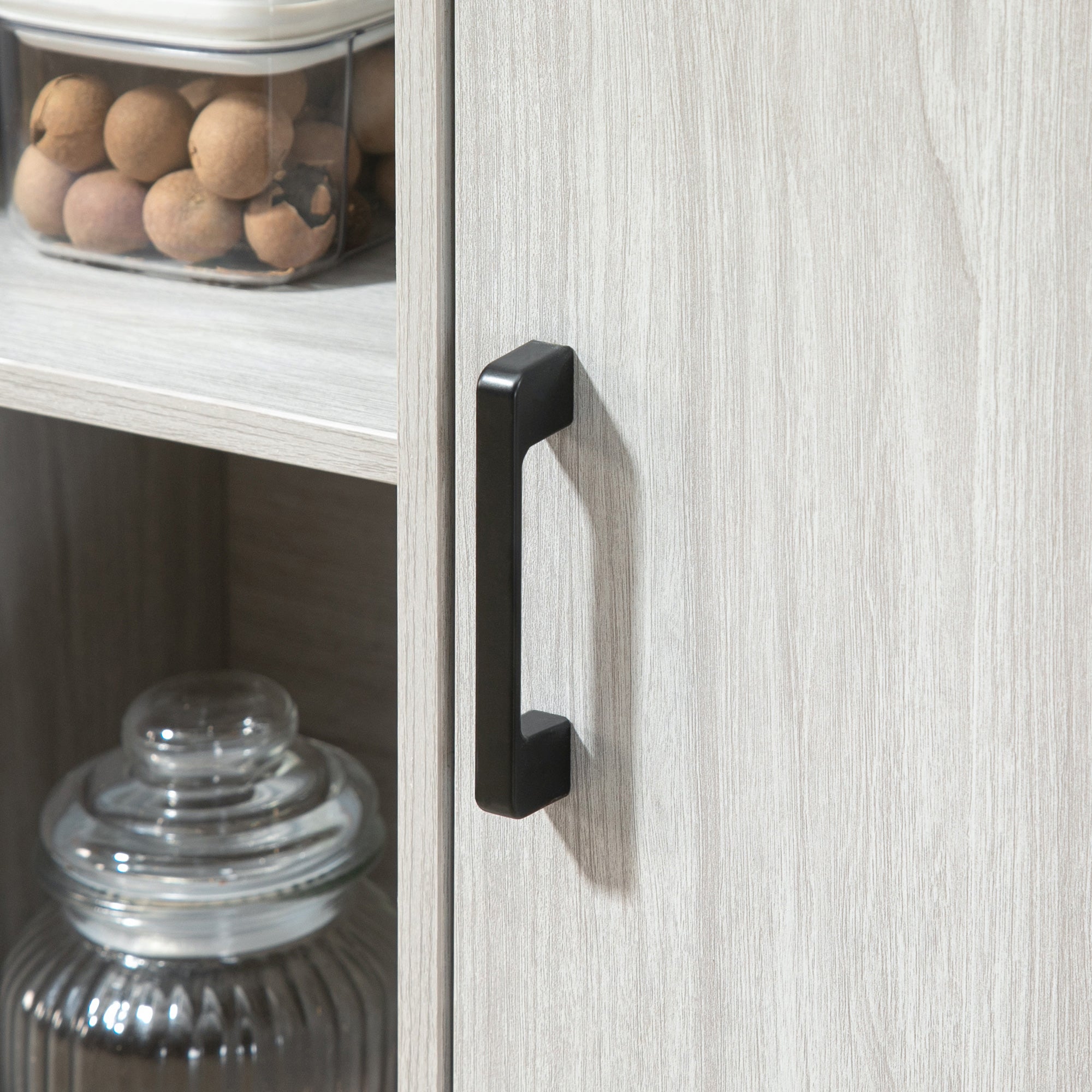 Kozy Modern Sideboard, Steel Frame Storage Cabinet with 2 Doors and Adjustable Shelves for Living Room, Hallway, Light Grey