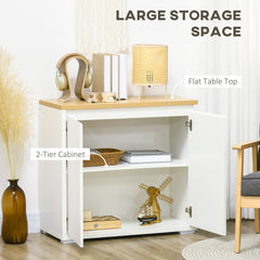 HOMCOM Stylish Storage: Kitchen Sideboard Cabinet with Double Doors & Adjustable Shelf, White Entryway Elegance | Aosom UK