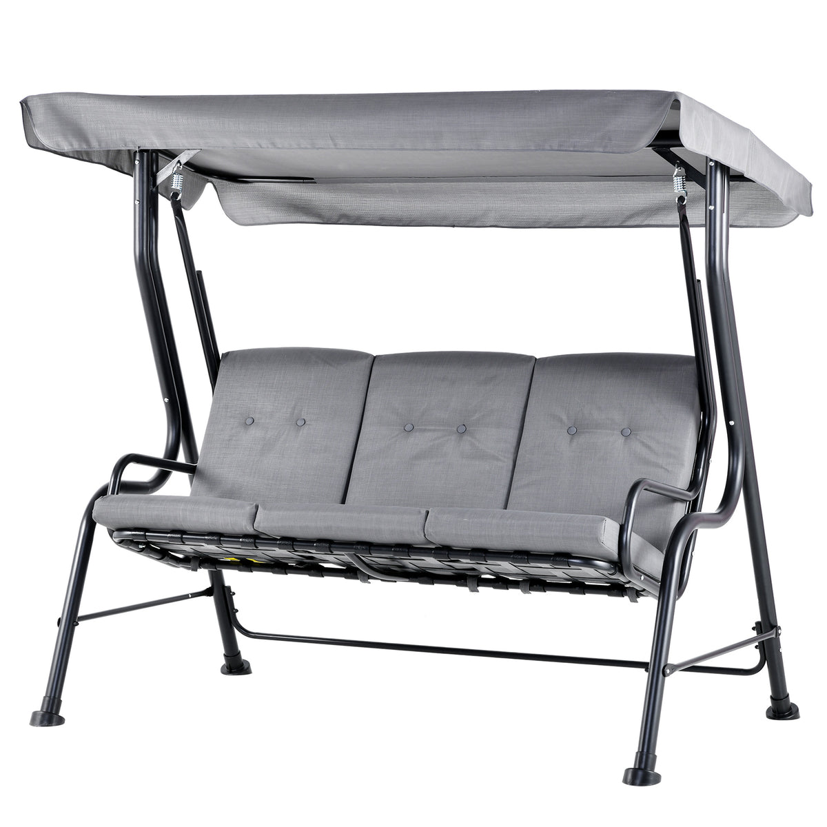 Kozy Outdoor 3-person Metal Porch Swing Chair Bench, Grey