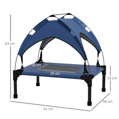 PawHut Cooling Raised Pet Bed w/ Washable Breathable Mesh, for Mini Small Dogs, 61 x 46 x 63cm - Dark Blue | Aosom UK